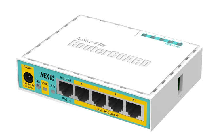 MikroTik hEX PoE lite router with PoE output